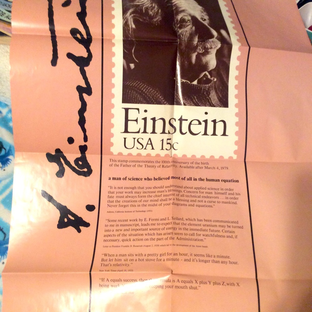 Einstein 1979 poster USPS $.15 stamp original Rare not sold to Public 00AK